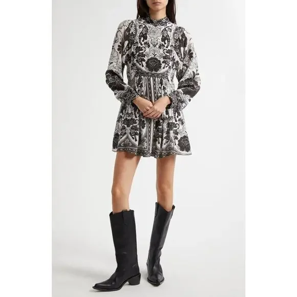 animal viscose dress long sleeve Leopard-print viscose maxi dress